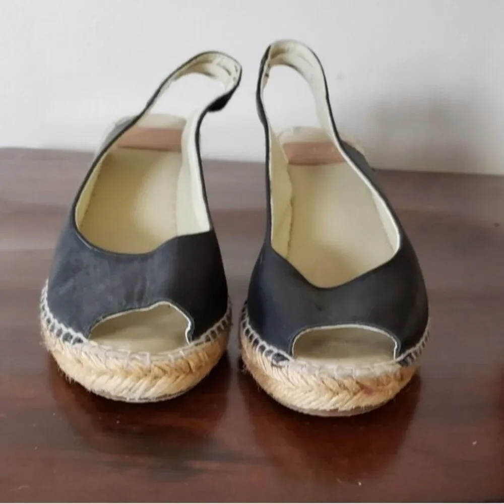 Fabiolas Black Leather Women's Wedge Size: 36